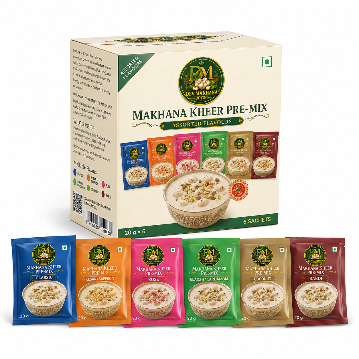 Makhana Kheer Pre-Mix Assorted Flavours (20 g x 6)